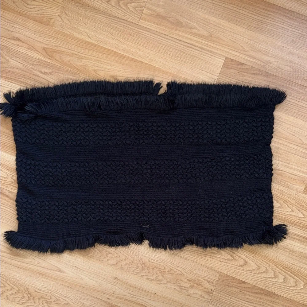 Cejon Black Fringe knit scarf wrap made of 100% acrylic